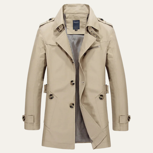 Dama Washington Axel men's double breasted trench coat cream - front view