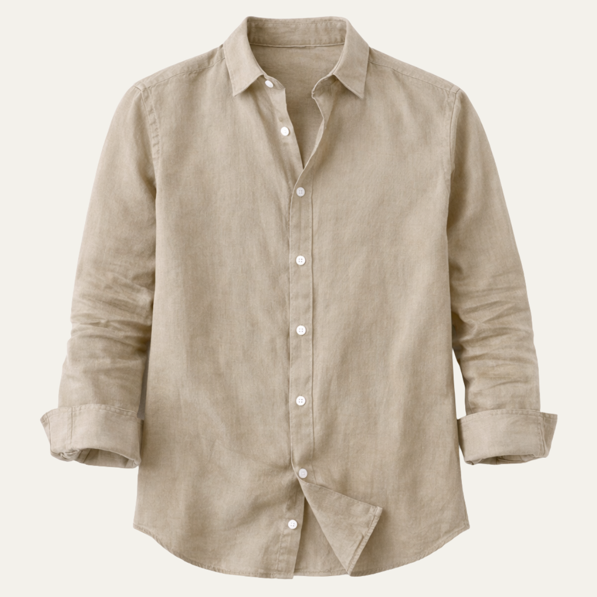 Luca | Men's Linen Button Up Shirt Cream Long Sleeve