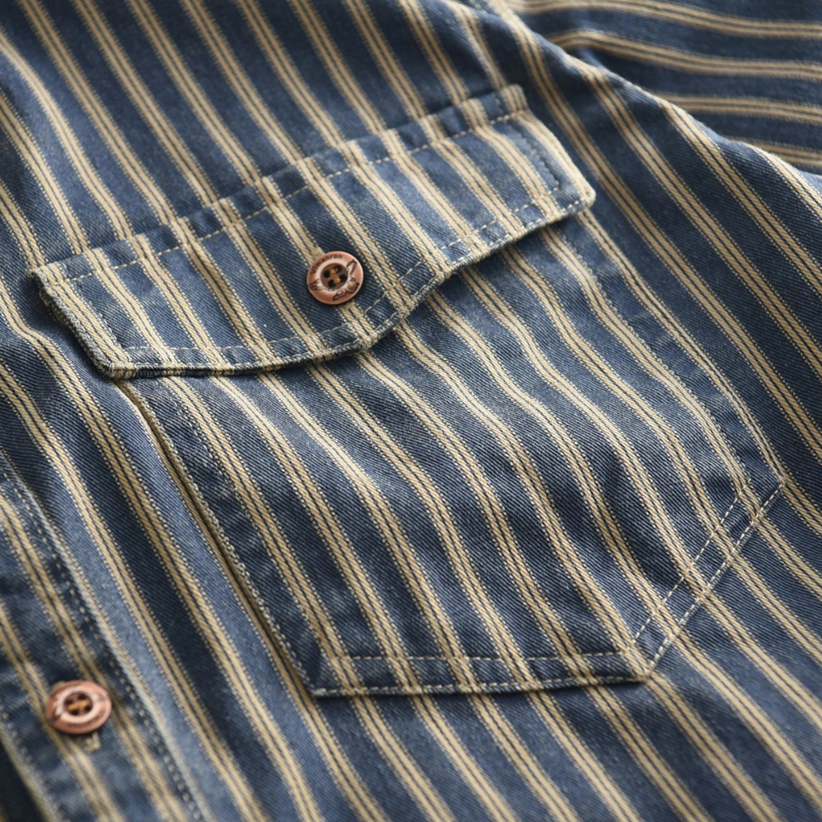 Ivo | Men's Striped Button Up Shirt Navy Cream