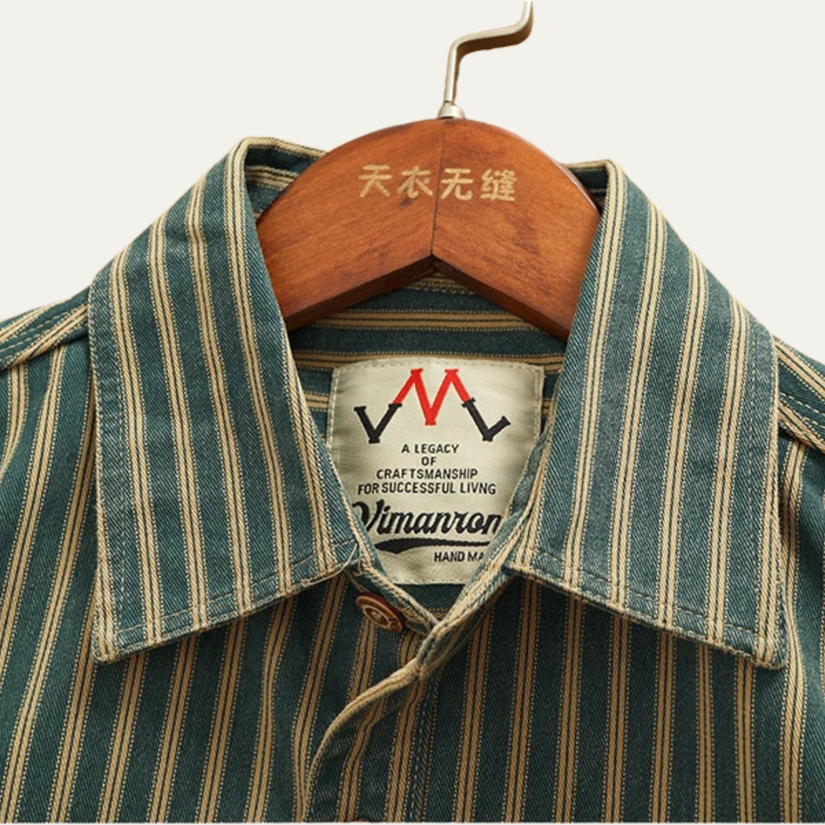 Wade | Men's Vintage Striped Button Up Shirt Green Cream