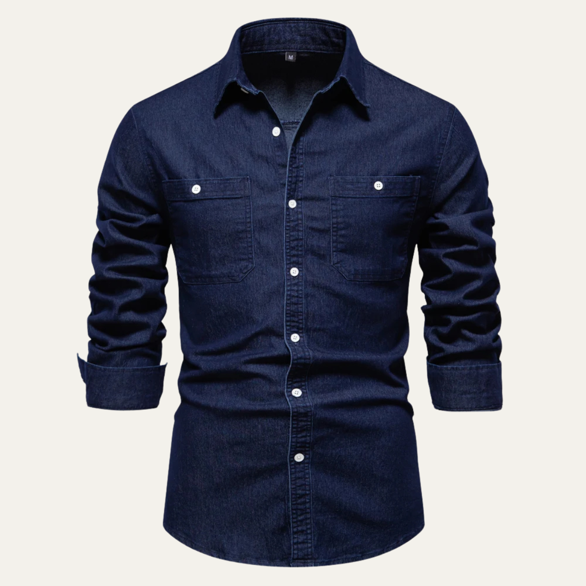 Axel | Men's Dark Wash Denim Shirt Double Pocket Long Sleeve