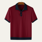 Dama Washington Beau men's ribbed polo shirt cream navy colorblock short sleeve - view 5