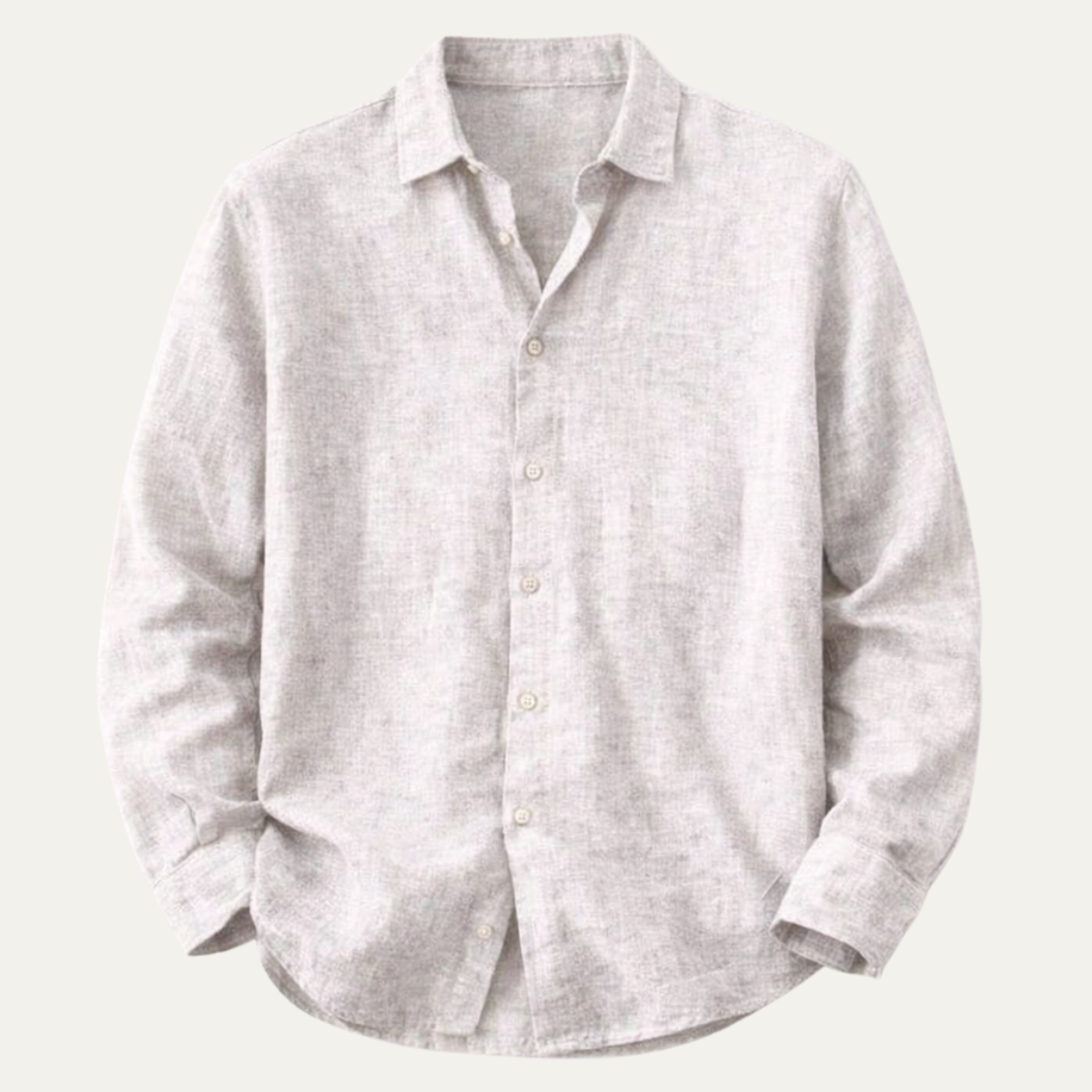 Jasper | Men's Linen Button Up Shirt Cream Long Sleeve