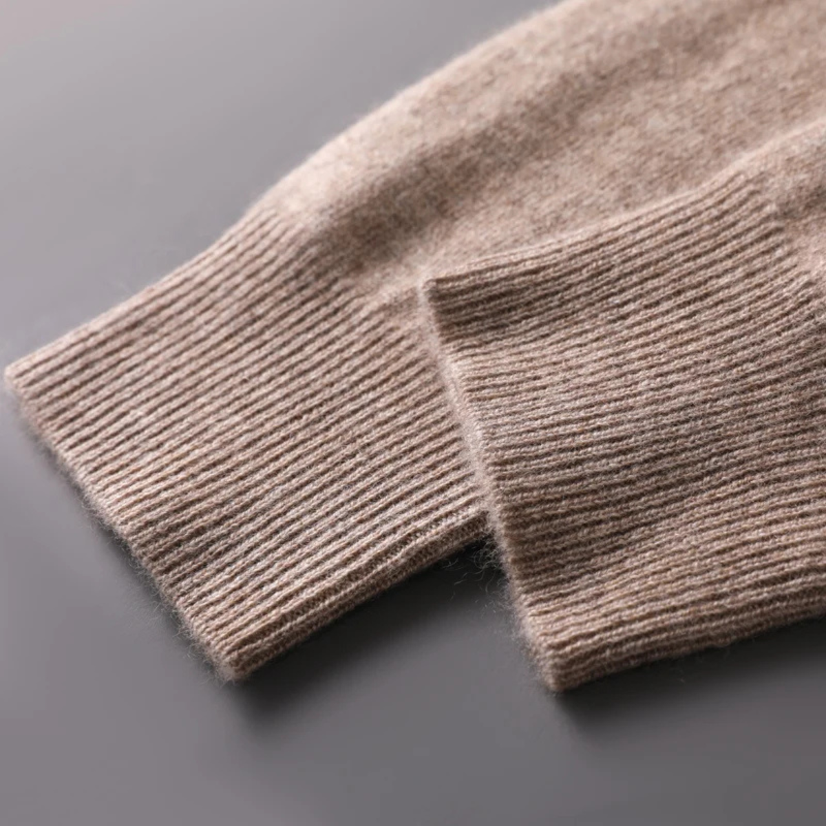 Bram | Men's Quarter Zip Sweater Brown Camel Crew Neck