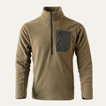 Dama Washington Noel men's quarter zip sweater tan knit chest pocket - front view