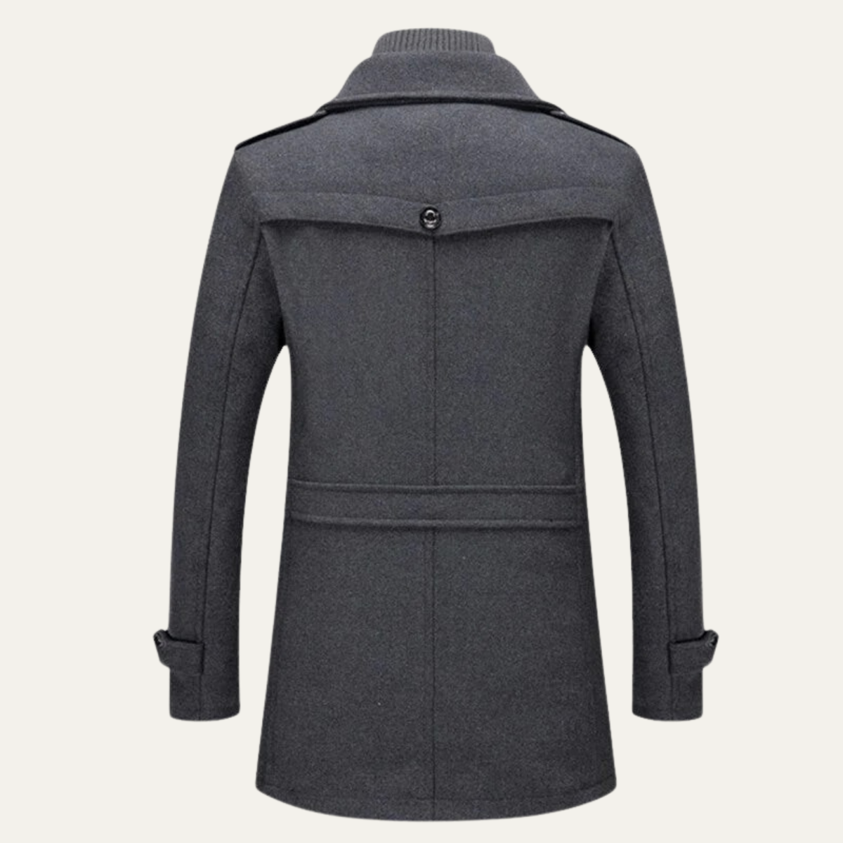 Voss | Men's Wool Trench Coat Charcoal Stand Collar