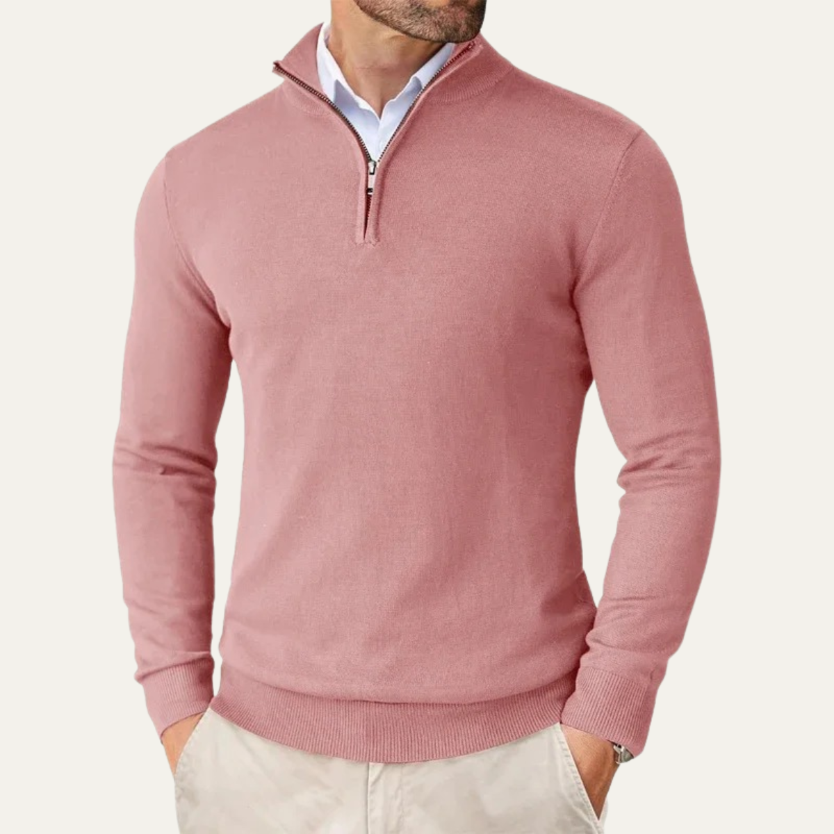 Bram | Men's Smart Casual Quarter Zip Sweater Navy