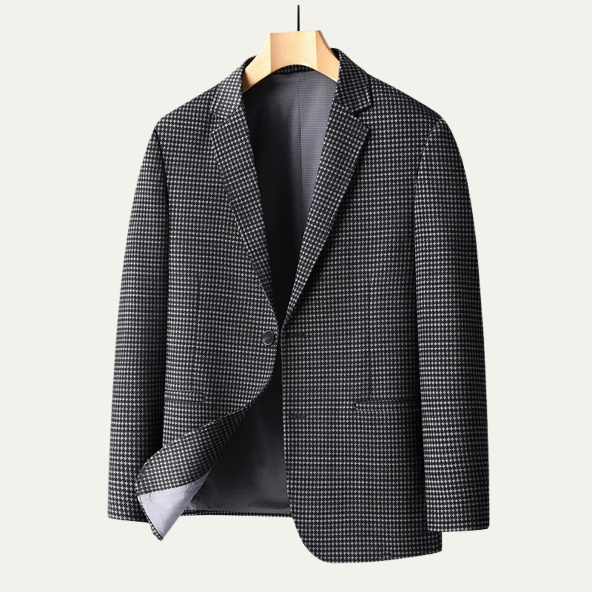 Wyatt | Men's Houndstooth Blazer Gray Checkered Smart Casual