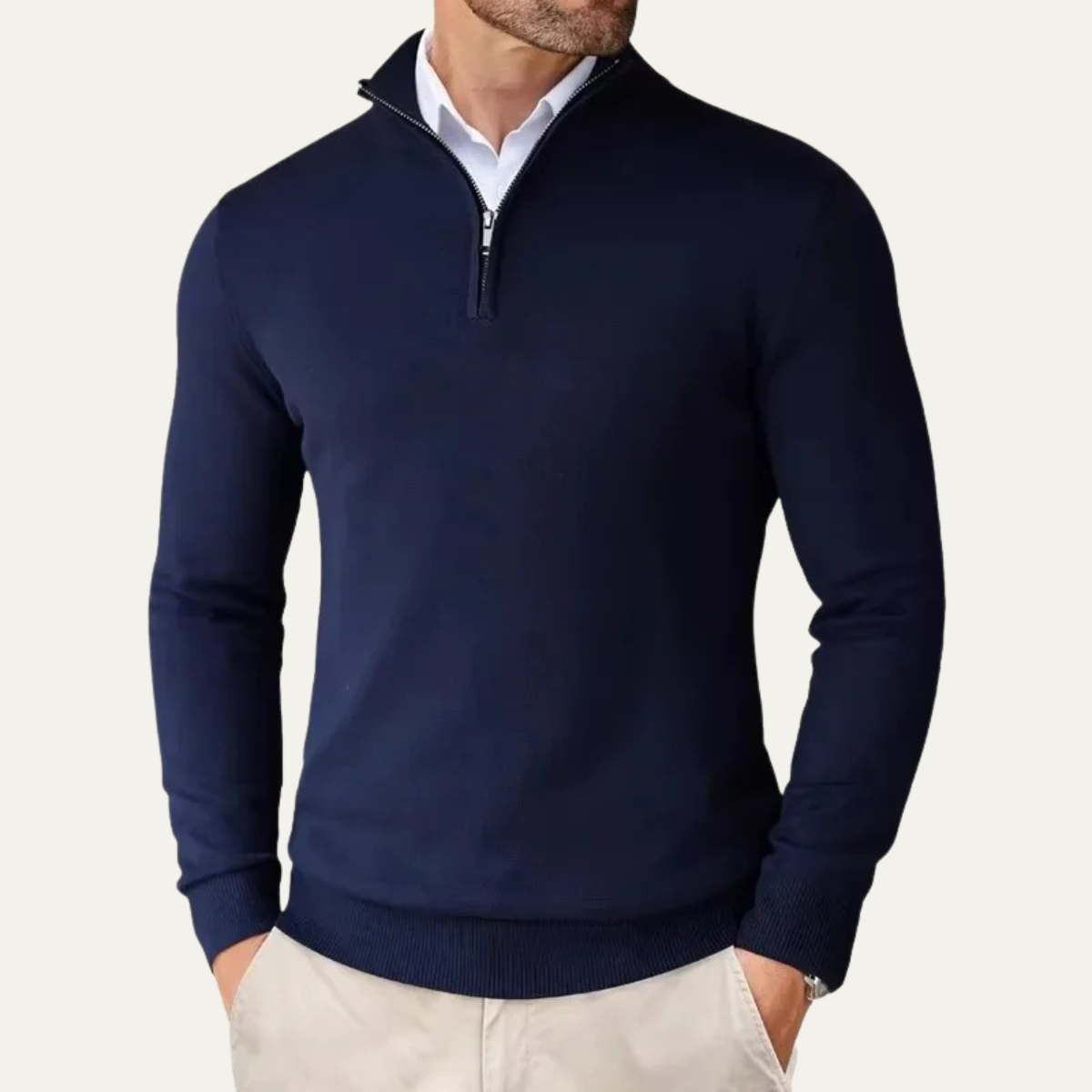 Bram | Men's Smart Casual Quarter Zip Sweater Navy