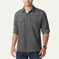 Dama Washington Blake men's utility work shirt gray quick dry long sleeve - front view