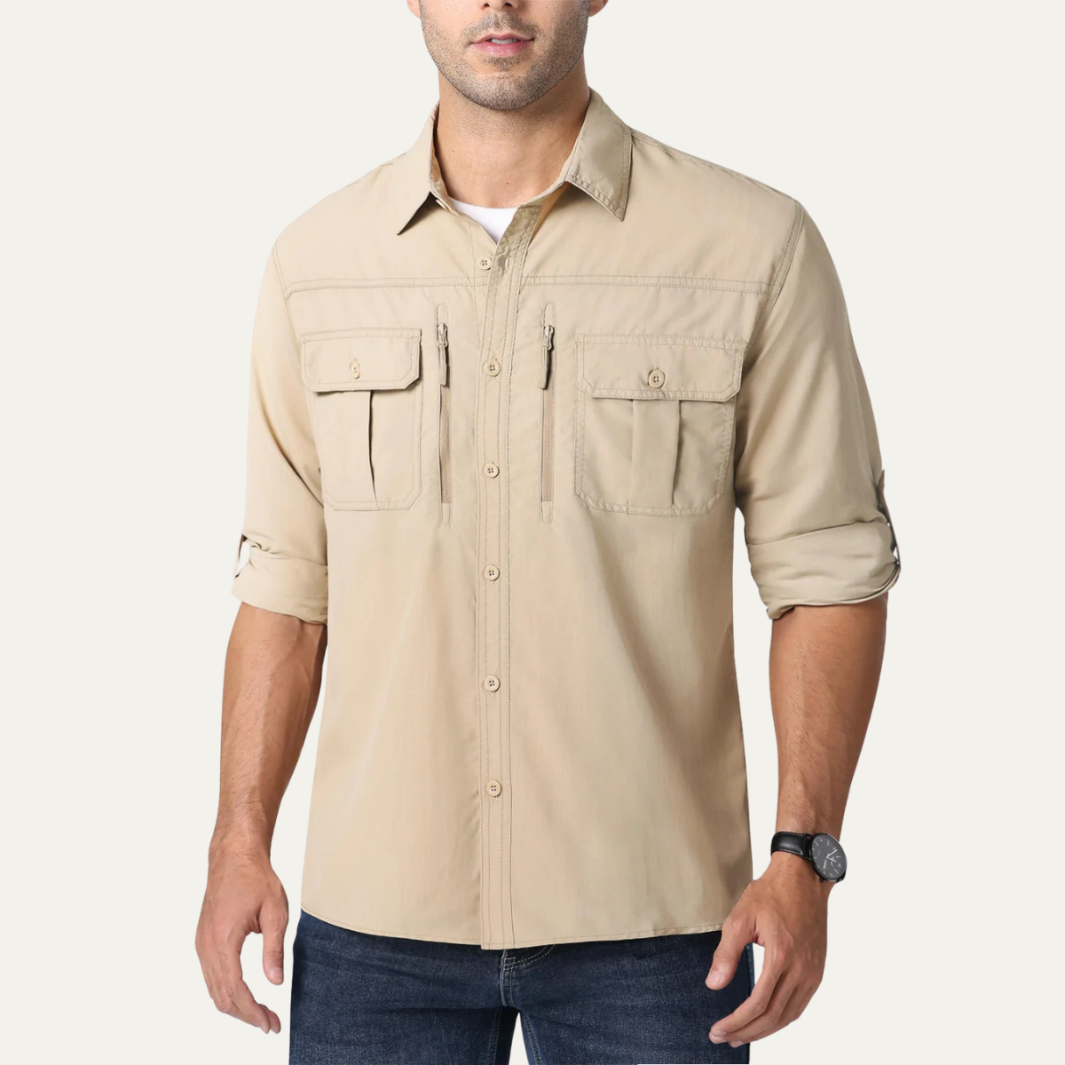 Blake | Men's Utility Work Shirt Gray Quick Dry Long Sleeve