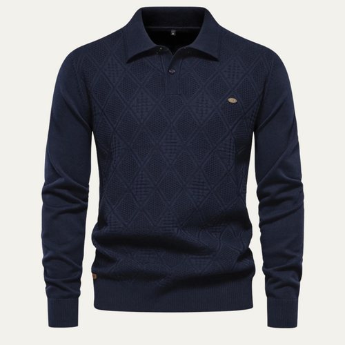 Dama Washington Axel men's quilted diamond pattern polo sweater black - view 2