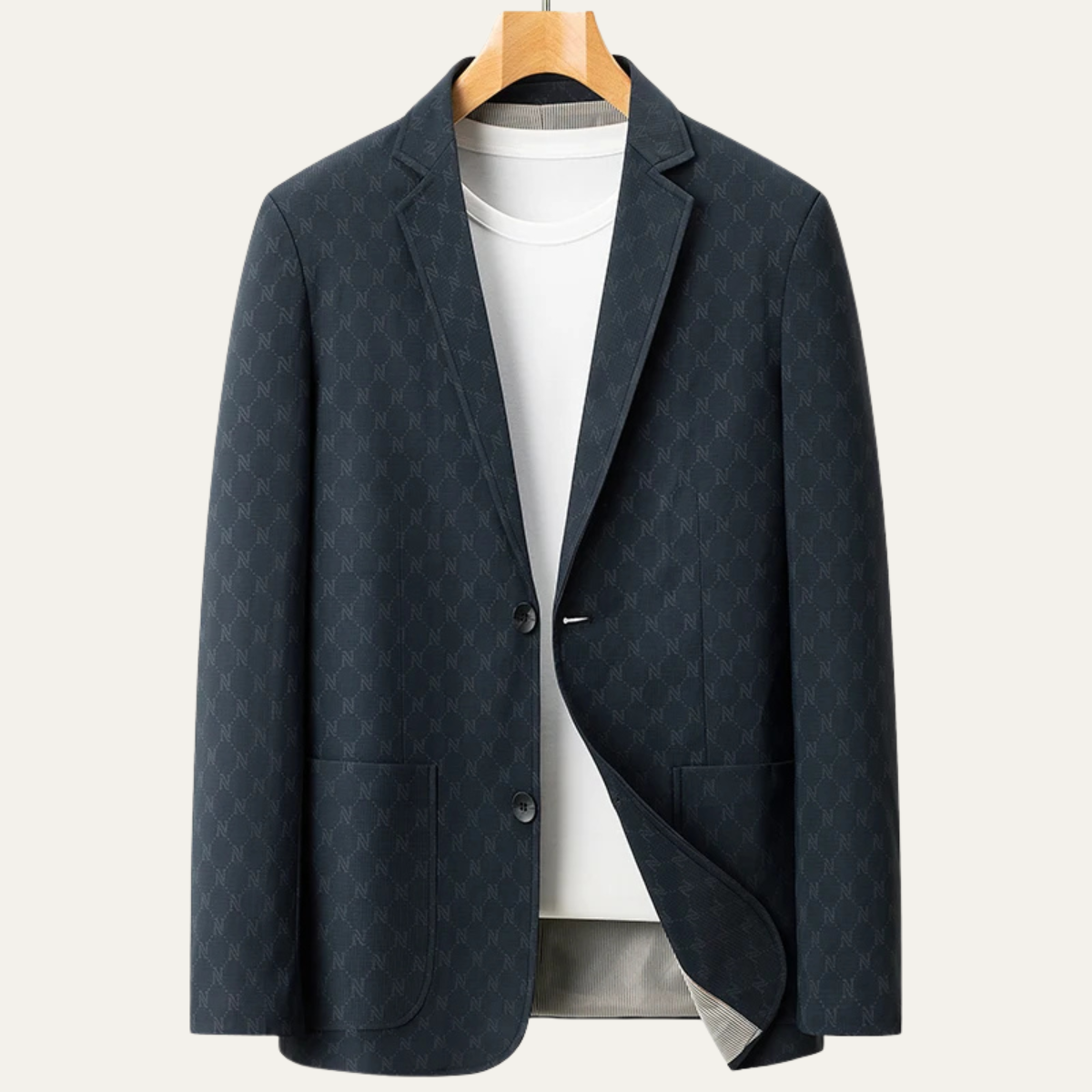 Oswin | Men's Casual Blazer Beige Geometric Pattern