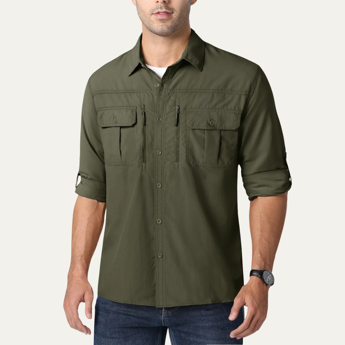 Drake | Men's Utility Button Up Shirt Black Quick Dry