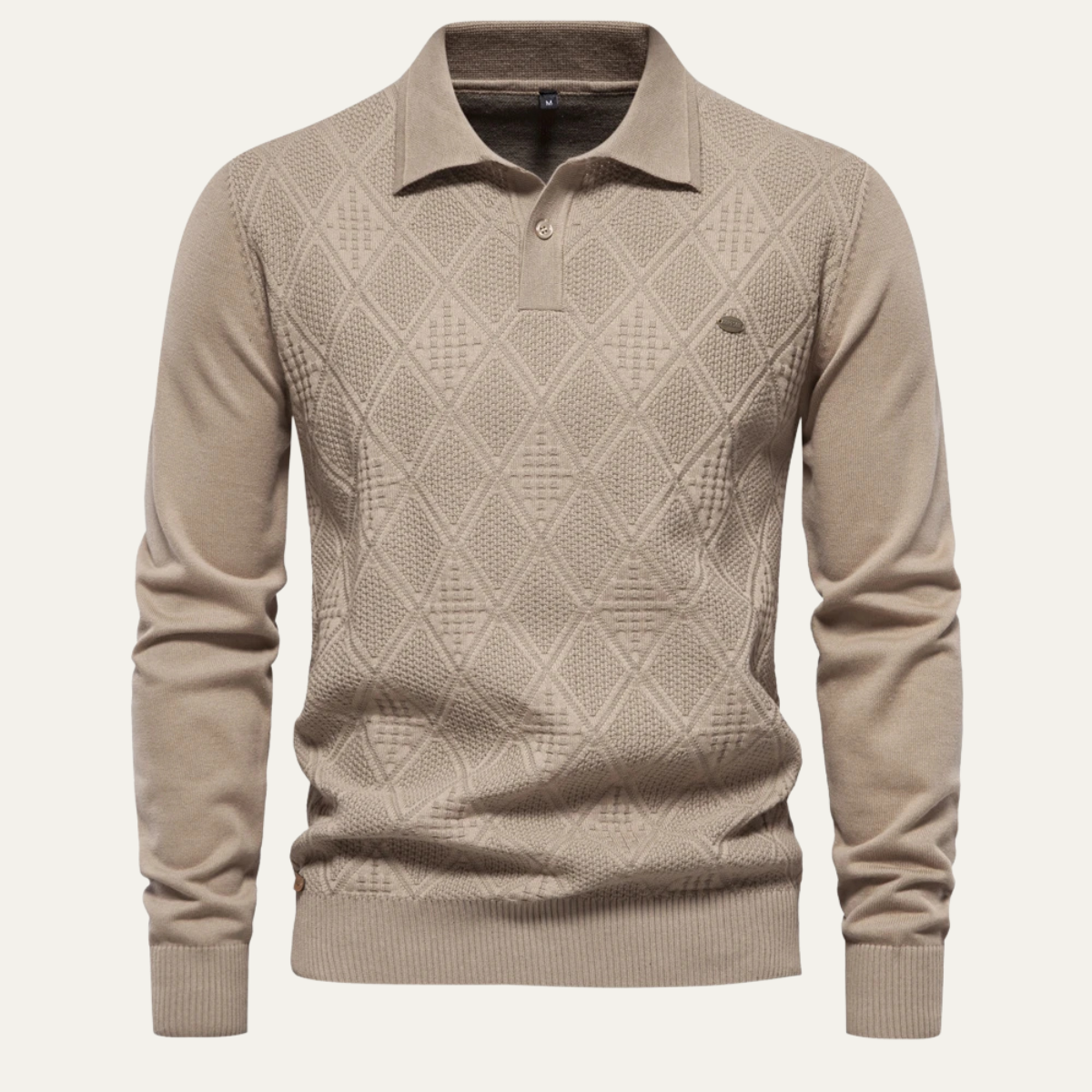 Axel | Men's Quilted Diamond Pattern Polo Sweater Black