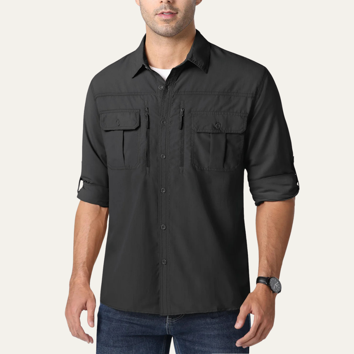 Drake | Men's Utility Button Up Shirt Black Quick Dry