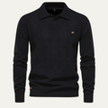 Dama Washington Axel men's quilted diamond pattern polo sweater black - front view