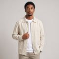 Dama Washington Hugo men's casual linen shirt jacket cream - model front view
