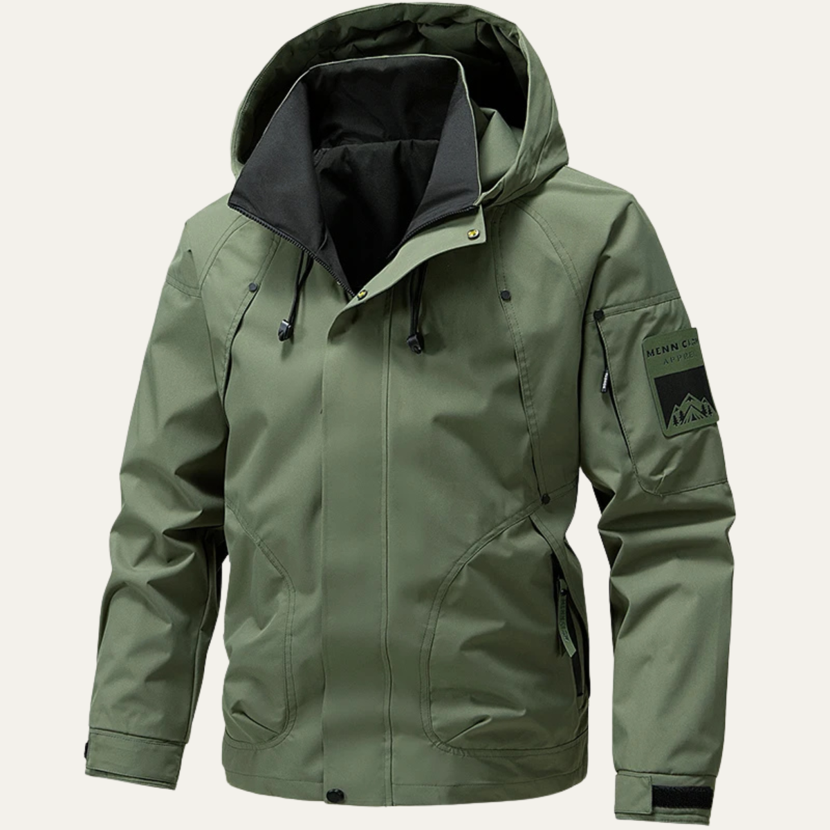 Ada | Men's Windproof Rain Jacket Black Hooded Outdoor