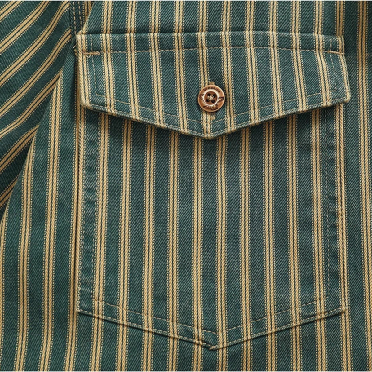 Wade | Men's Vintage Striped Button Up Shirt Green Cream