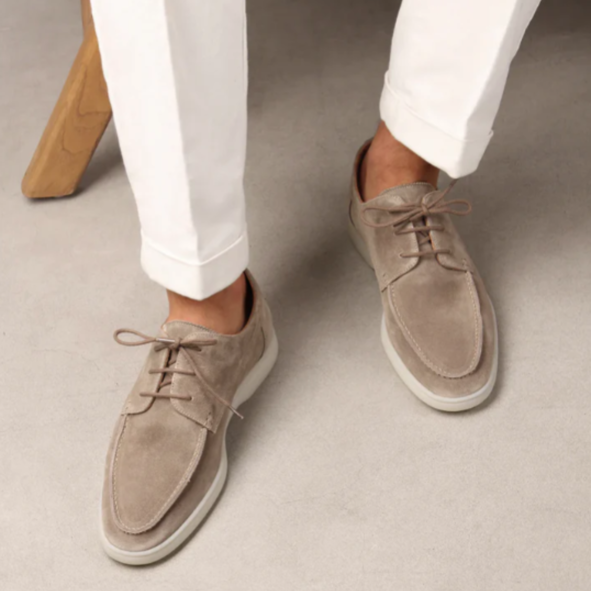 Beau | Men's Casual Suede Loafer Cream Crepe Sole