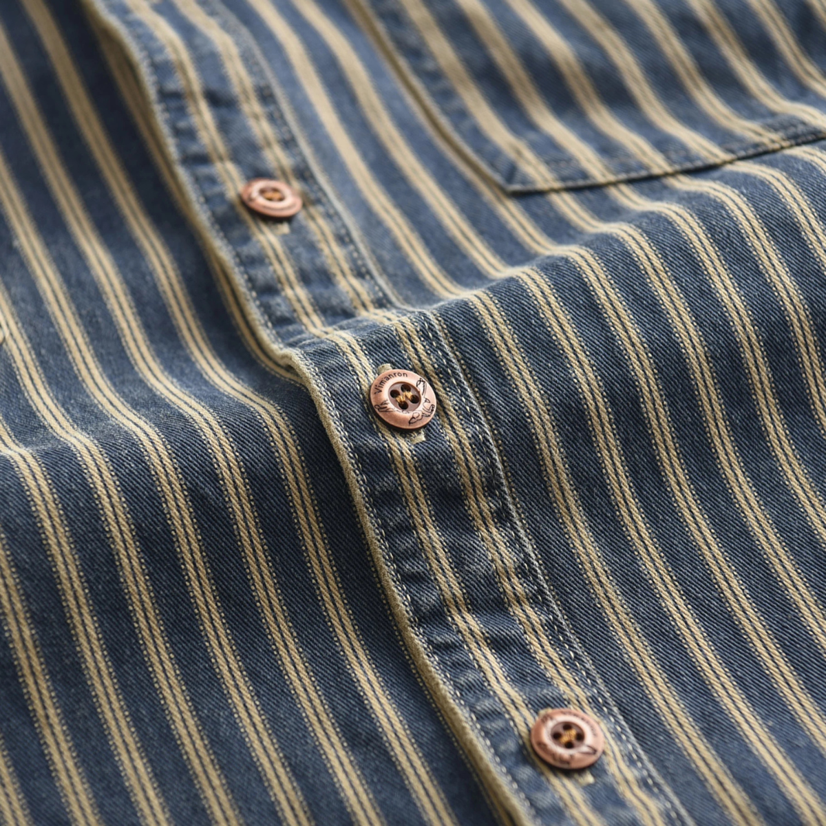 Ivo | Men's Striped Button Up Shirt Navy Cream