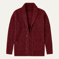 Dama Washington Rhys men's chunky cable knit cardigan burgundy shawl collar - front view