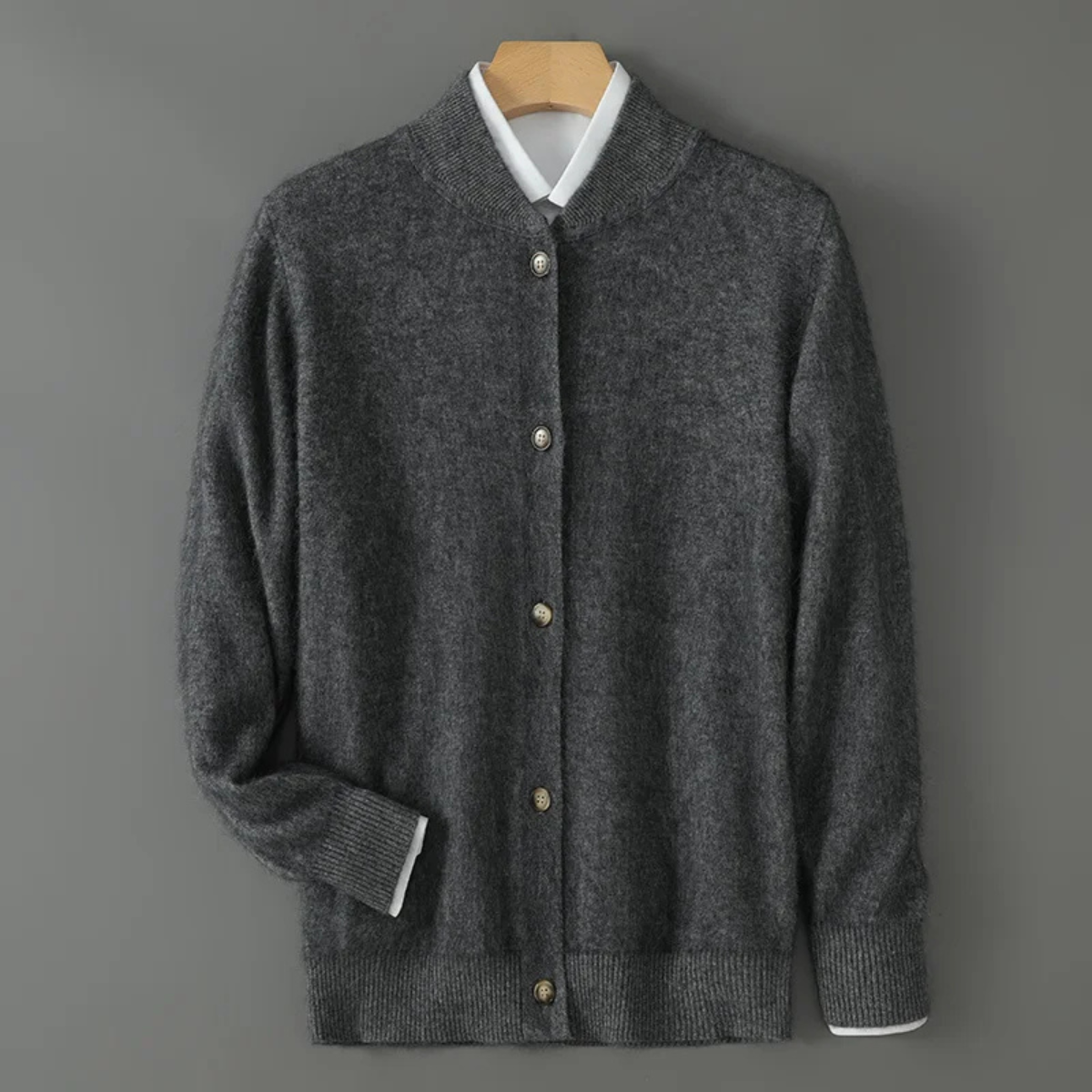Ashby | Men's Cream Button Cardigan Sweater Long Sleeve Knit