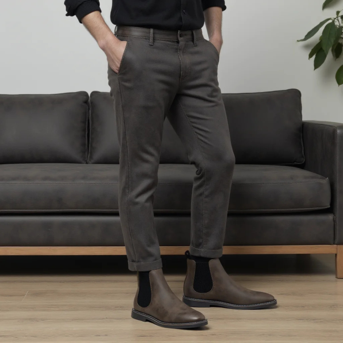 Leo | Men's Chelsea Ankle Boots Brown Suede Slip On