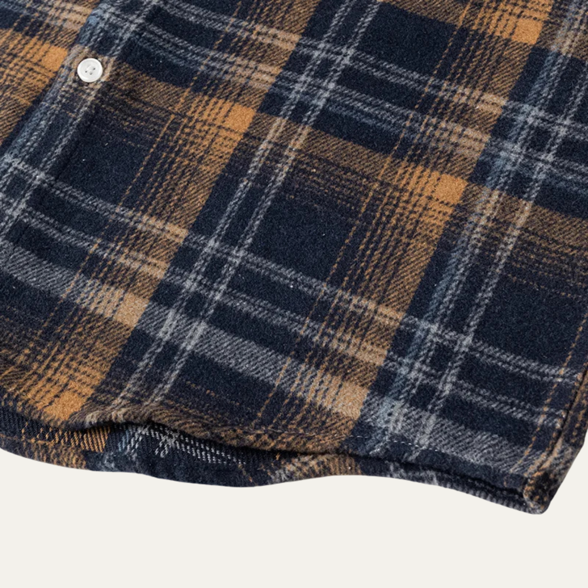 Ash | Men's Casual Plaid Flannel Shirt Navy Brown