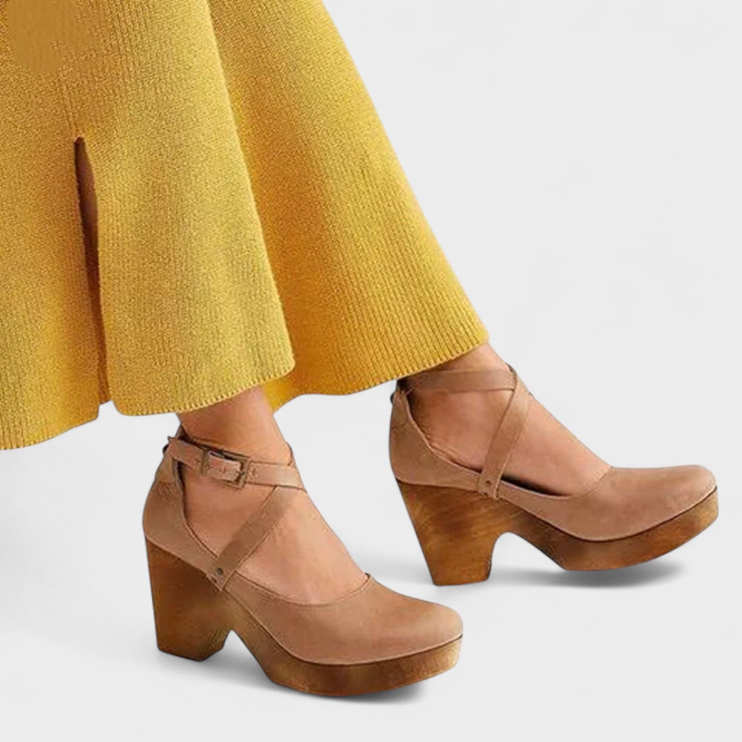 Nola | Women's Platform Mary Jane Wedge Black Leather