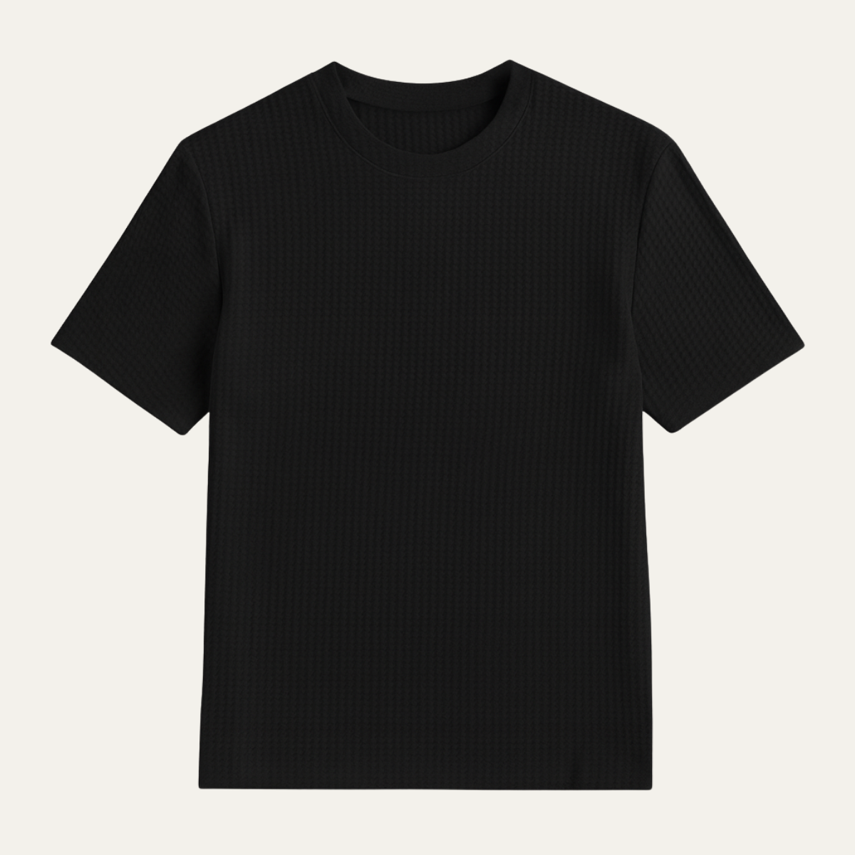 Arlo | Men's Textured Cotton T Shirt Black Crew Neck