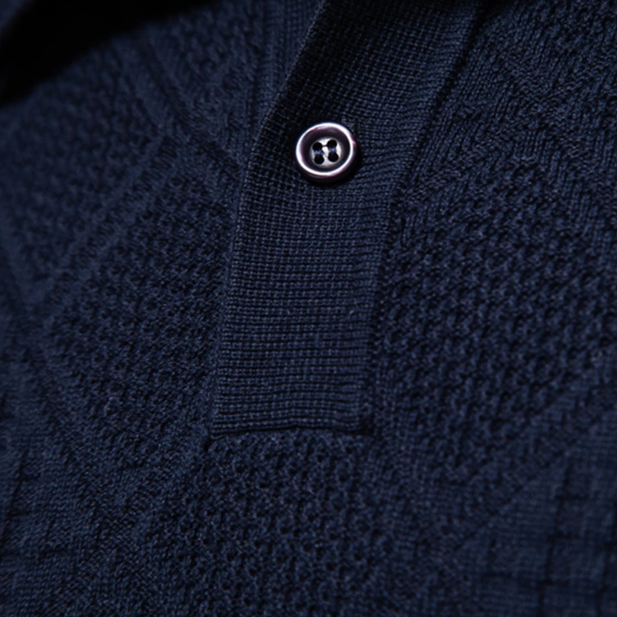 Axel | Men's Quilted Diamond Pattern Polo Sweater Black