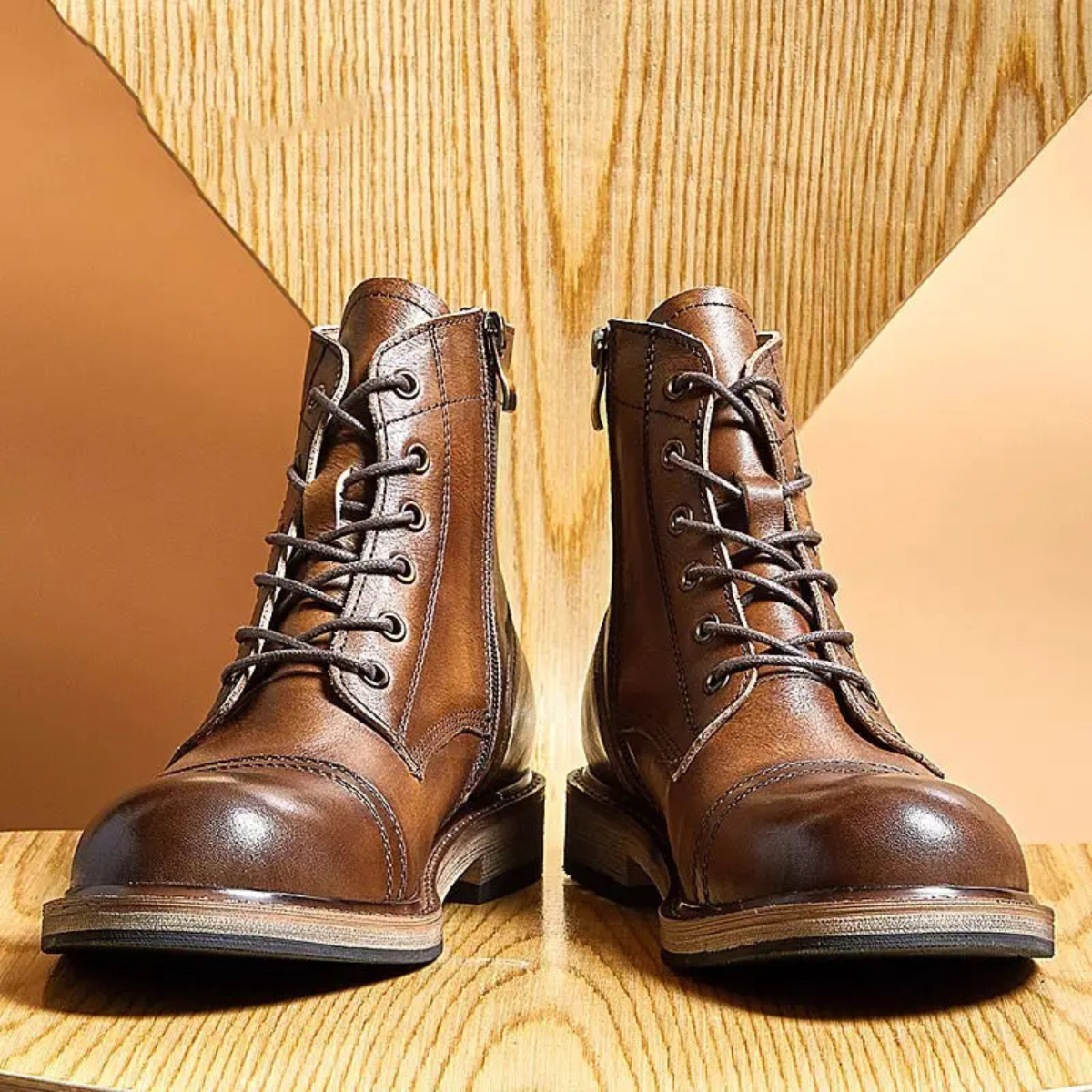Axel | Men's Leather Work Boot Brown Lace Up