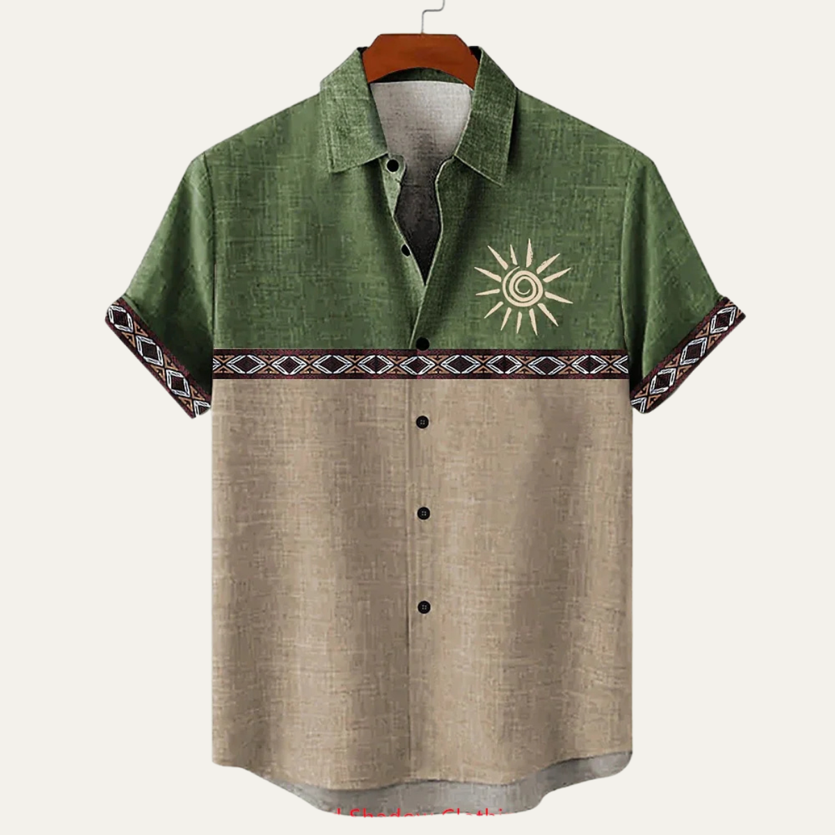 Jasper | Men's Boho Linen Button Up Shirt Black Cream