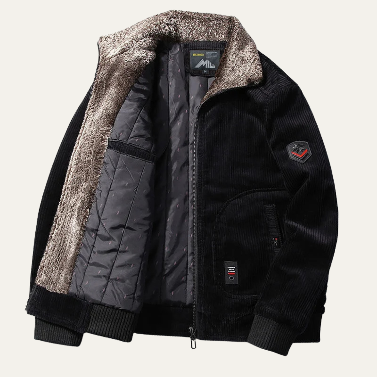 Axel | Men's Corduroy Jacket Camel Fleece Lined Fur Collar