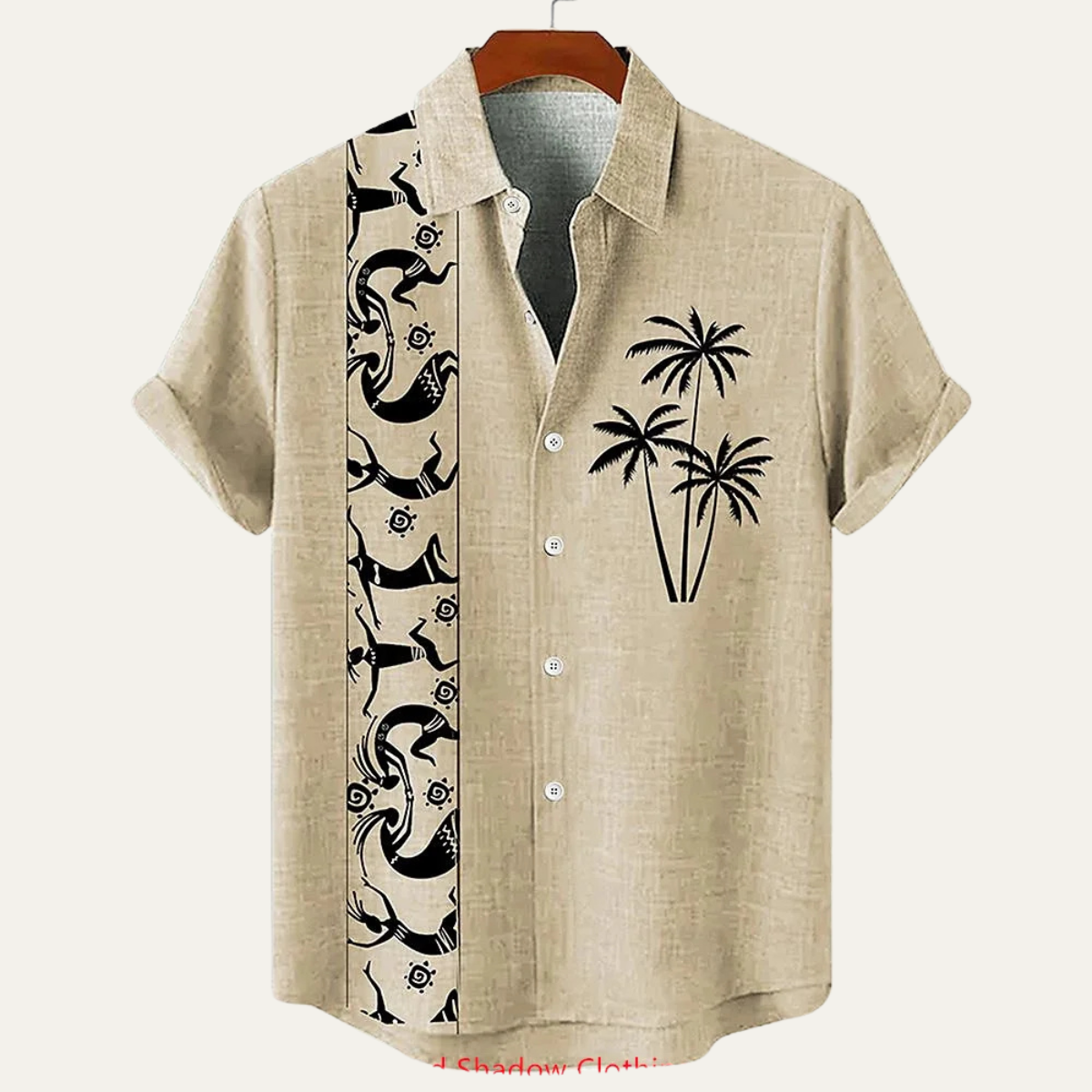 Jasper | Men's Boho Linen Button Up Shirt Black Cream