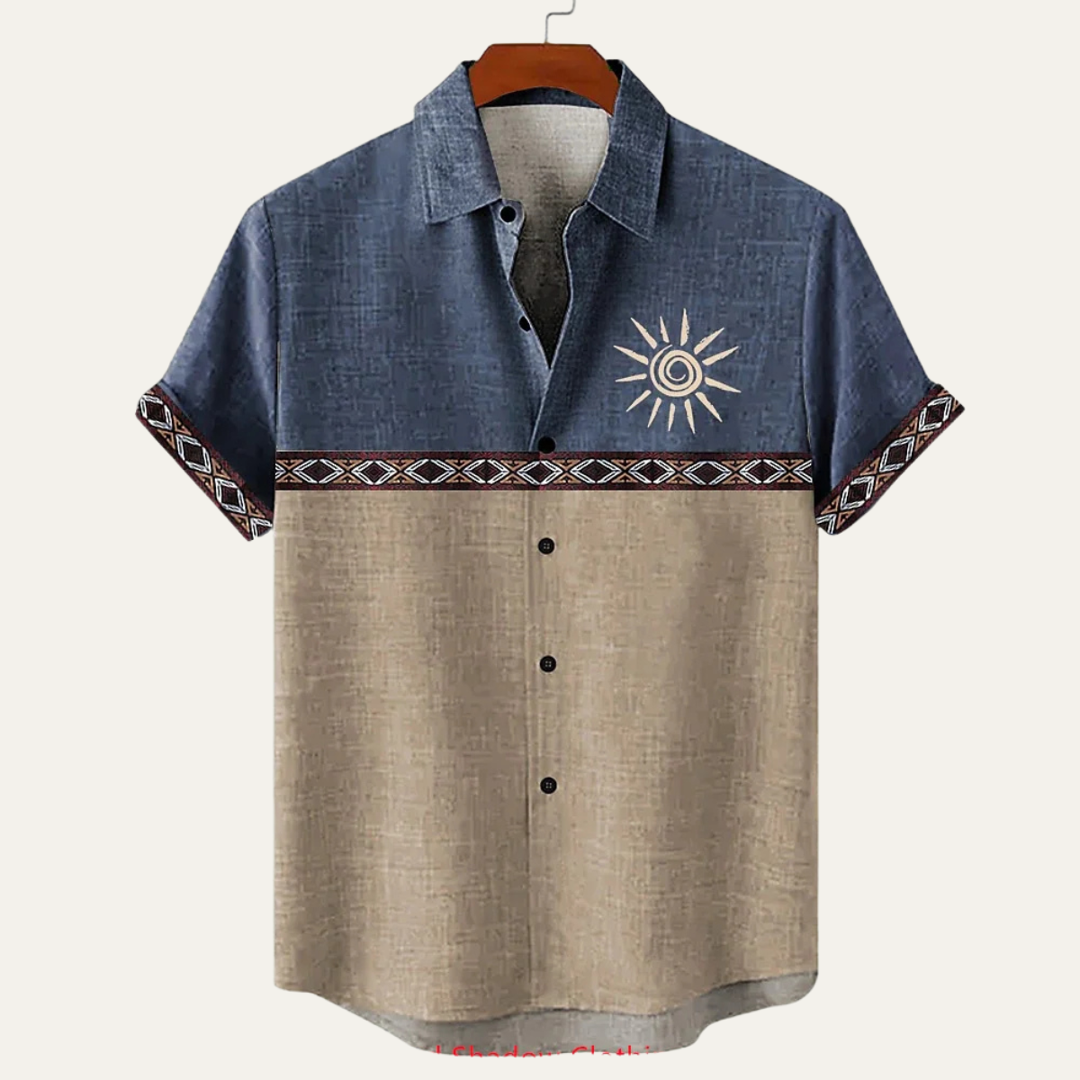 Jasper | Men's Boho Linen Button Up Shirt Black Cream