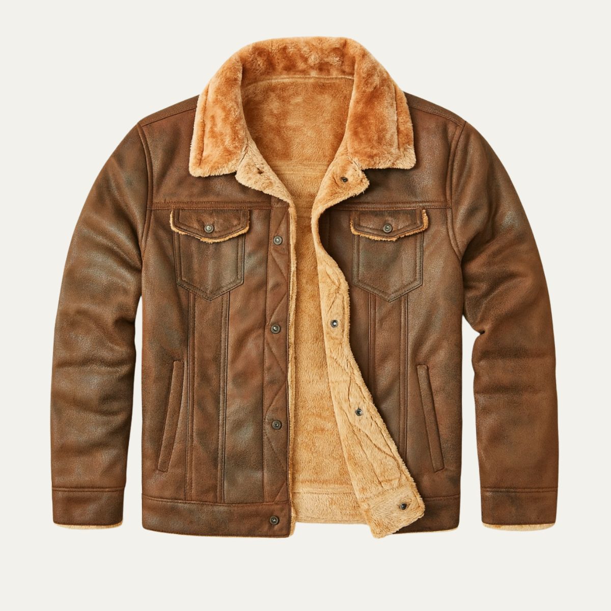 Axel | Men's Sherpa Lined Suede Jacket Camel