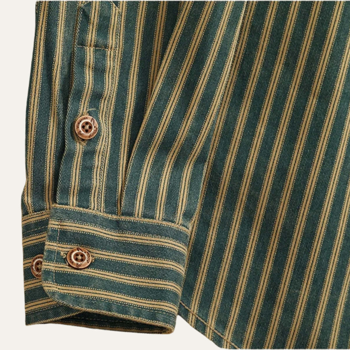 Wade | Men's Vintage Striped Button Up Shirt Green Cream