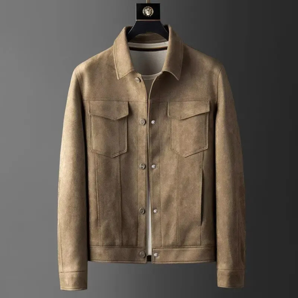 Beau | Men's Suede Trucker Jacket Beige