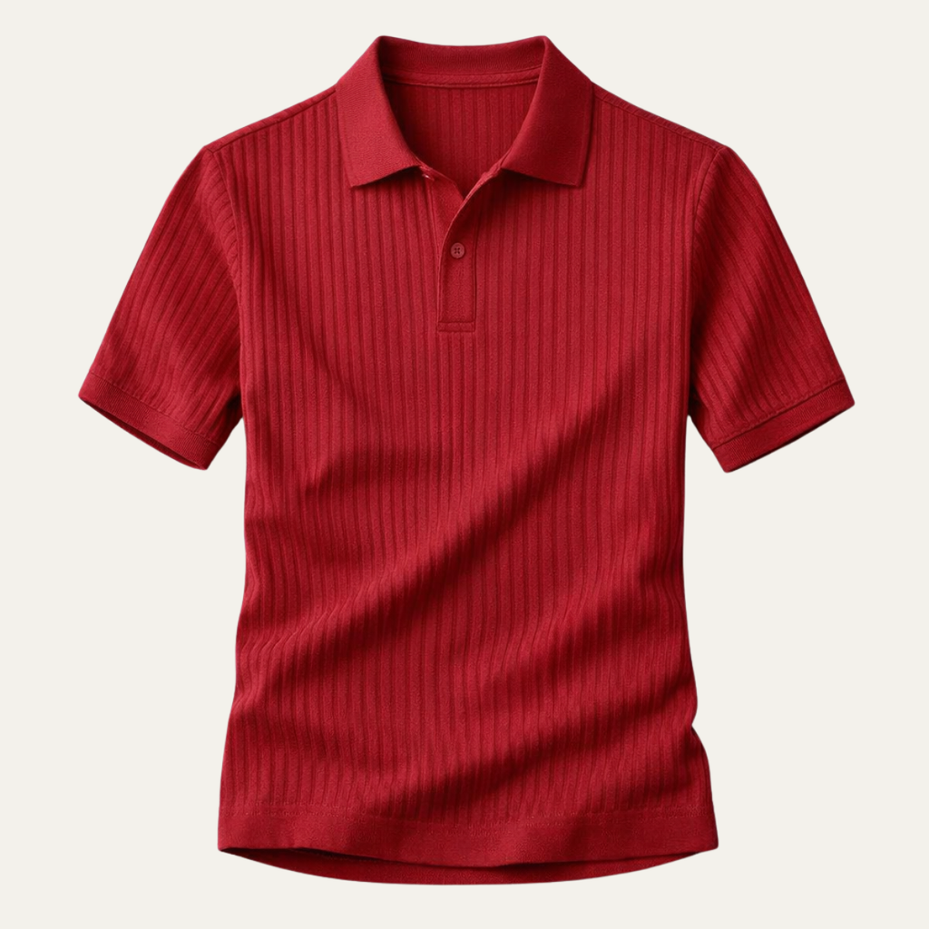 Dama Washington Bryce men's ribbed polo shirt burgundy short sleeve - view 4