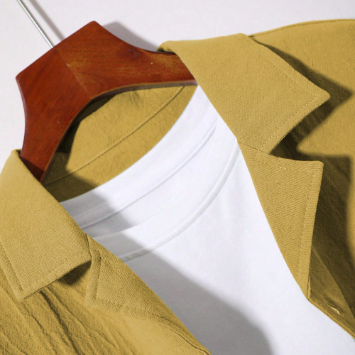 Lars | Men's Casual Button Up Short Sleeve Shirt Shorts Set Gold