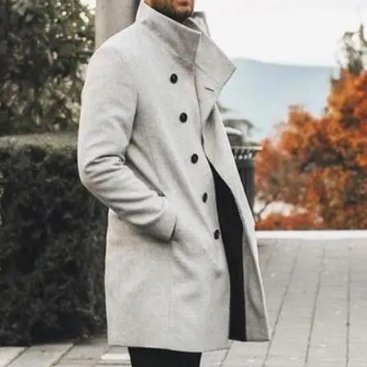 Vance | Men's Casual Wool Blend Long Coat Blue Gray