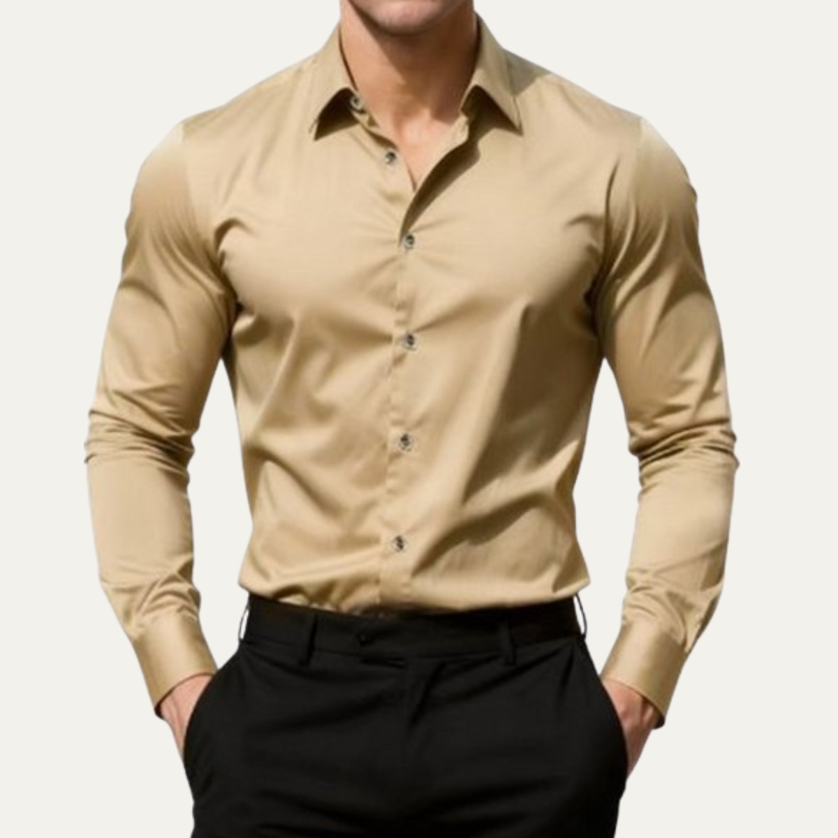 Kade | Men's Slim Fit Stretch Button Up Shirt Navy