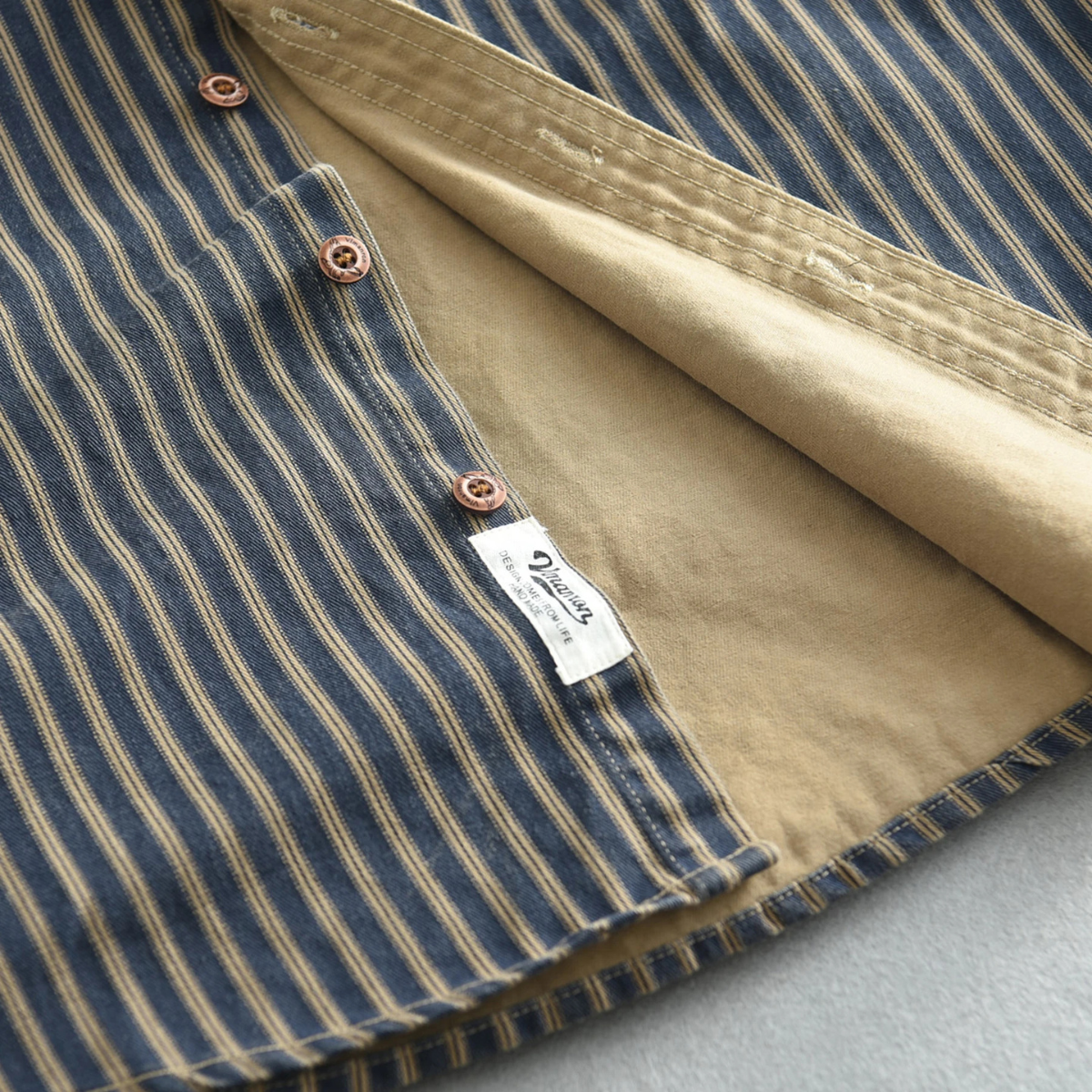Ivo | Men's Striped Button Up Shirt Navy Cream