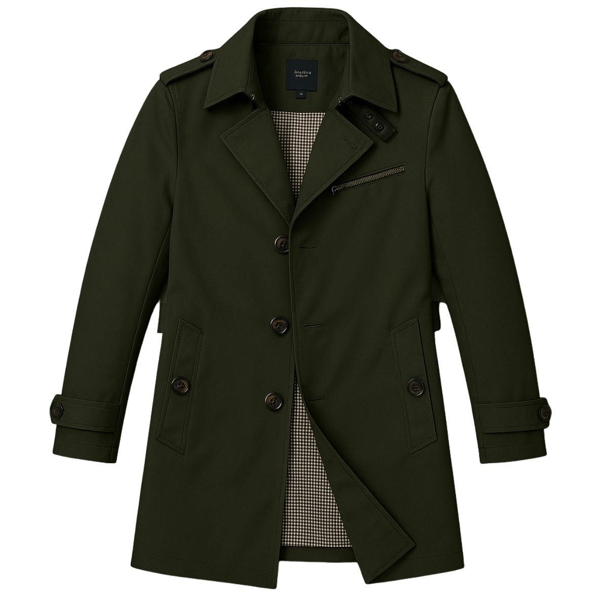 Marco | Men's Casual Trench Coat Olive Double Breasted
