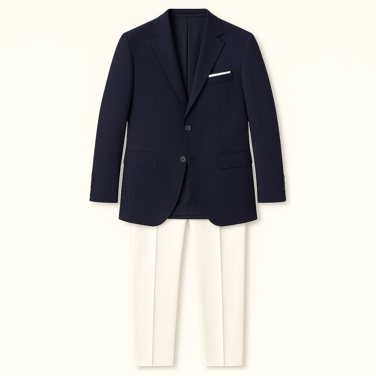 Wade | Men's Navy Blazer Cream Khaki Pants Smart Casual Two Piece
