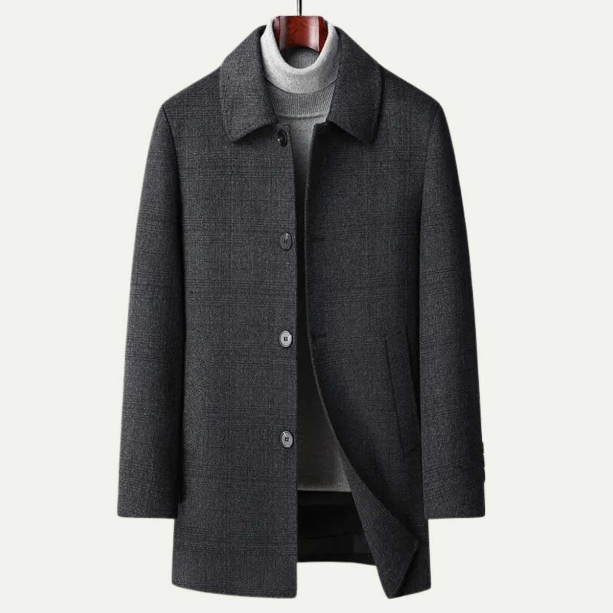 Callum | Men's Wool Overcoat Gray Button Front