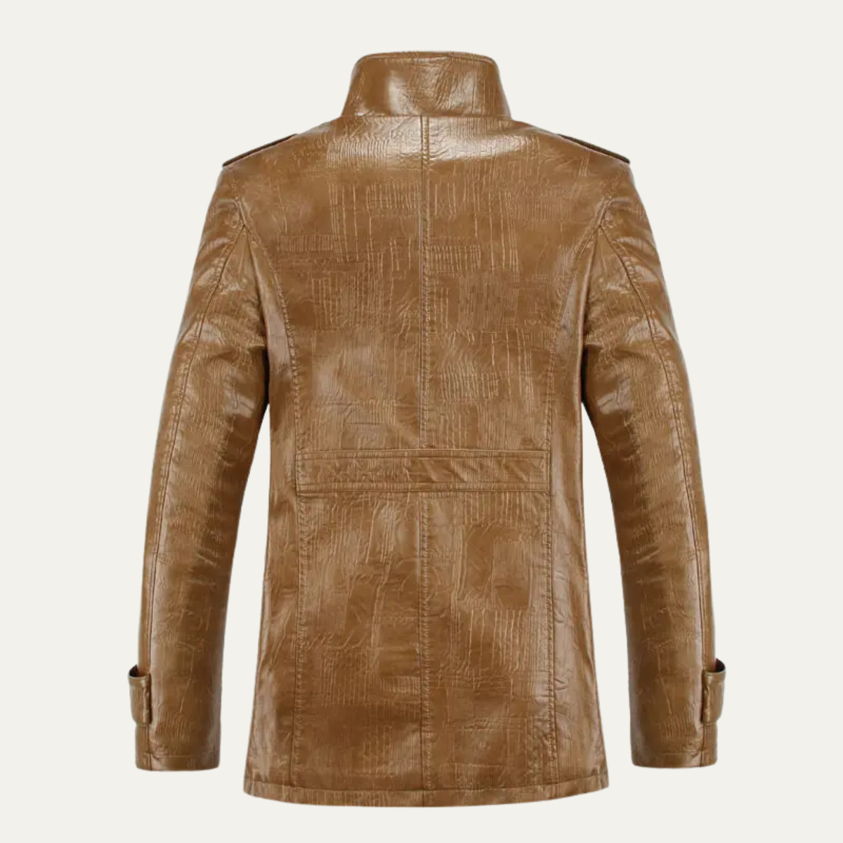 Axel | Men's Brown Leather Jacket Fleece Lined Stand Collar